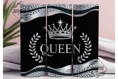 Silver Queen Glitter 20oz Tumbler Wrap Sublimation sassyprint 