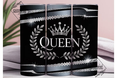 Silver Queen Glitter 20oz Tumbler Wrap Sublimation sassyprint 
