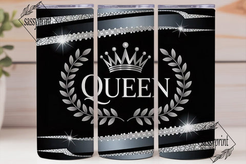 Silver Queen Glitter 20oz Tumbler Wrap Sublimation sassyprint 