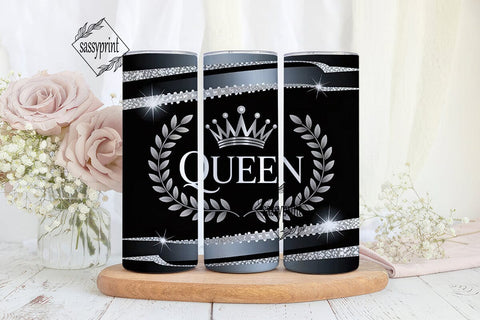 Silver Queen Glitter 20oz Tumbler Wrap Sublimation sassyprint 