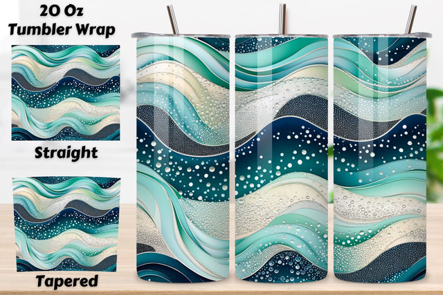 Silver Wave Elegance Tumbler Wrap | Sublimation PNG Sublimation FloridPrintables 