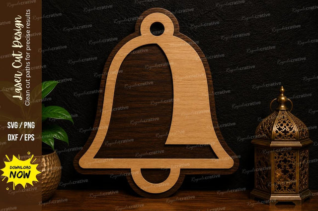 Simple Bell Ornament Laser Cut SVG Design SVG Regulrcrative 