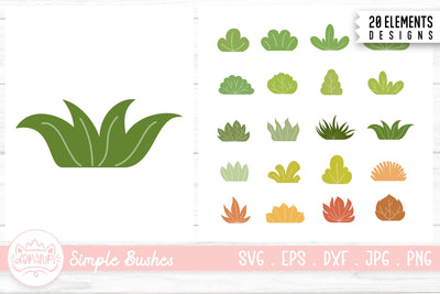 Simple Bushes Cartoon | Cute Grass Bush SVG dapiyupi store 