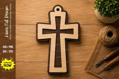 Simple Christian Cross Laser Cut SVG Design SVG Regulrcrative 