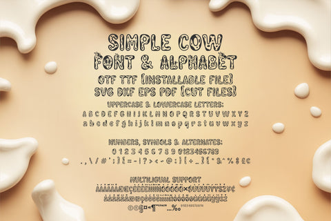 Simple Cow Font | Cute Cow Font with Farm Animals Font TonisArtStudio 