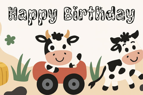 Simple Cow Font | Cute Cow Font with Farm Animals Font TonisArtStudio 