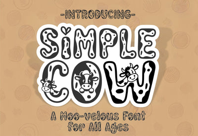 Simple Cow Font | Cute Cow Font with Farm Animals Font TonisArtStudio 