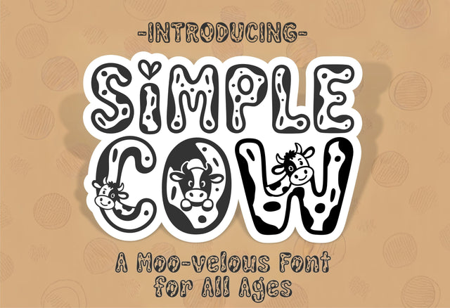 Simple Cow Font | Cute Cow Font with Farm Animals Font TonisArtStudio 