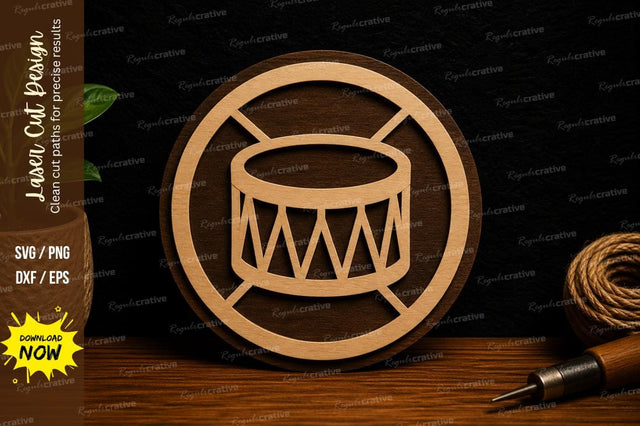 Simple Drum Ornament Laser Cut SVG File SVG Regulrcrative 