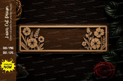 Simple Floral Name Plate Laser Cut SVG File SVG Regulrcrative 