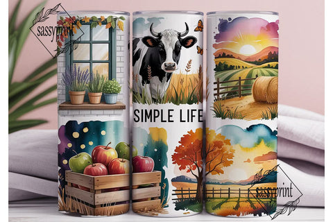 Simple Life Fall 20oz Tumbler Wrap Sublimation sassyprint 