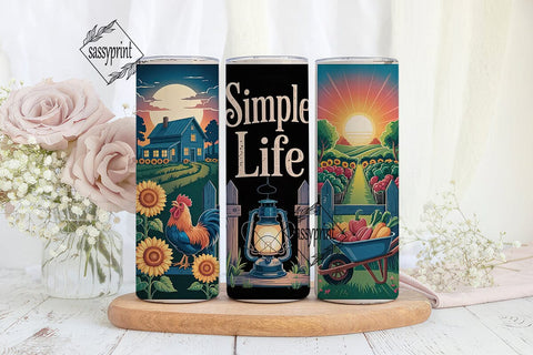 Simple Life Farmhouse 20oz Tumbler Wrap Sublimation sassyprint 