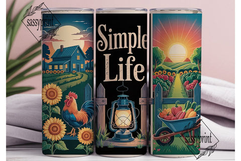 Simple Life Farmhouse 20oz Tumbler Wrap Sublimation sassyprint 