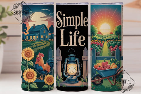 Simple Life Farmhouse 20oz Tumbler Wrap Sublimation sassyprint 