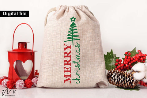 Simple Merry Christmas Wine Bag SVG SVG Isabella Machell 