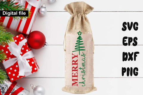 Simple Merry Christmas Wine Bag SVG SVG Isabella Machell 