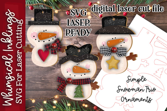Simple Snowman Trio SVG SVG Whimsical Inklings 