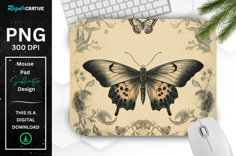 Simple Vintage Mystical Moth mouse pad Bundle Sublimation Regulrcrative 