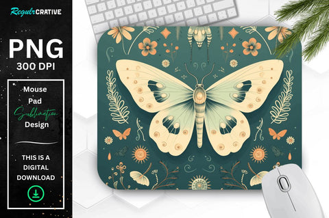 Simple Vintage Mystical Moth mouse pad Bundle Sublimation Regulrcrative 