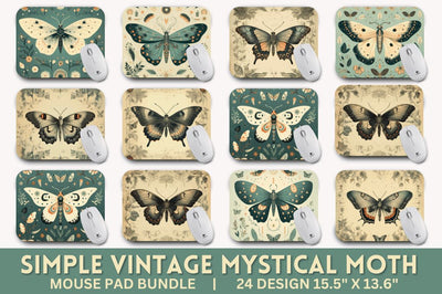 Simple Vintage Mystical Moth mouse pad Bundle Sublimation Regulrcrative 
