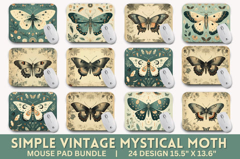 Simple Vintage Mystical Moth mouse pad Bundle Sublimation Regulrcrative 