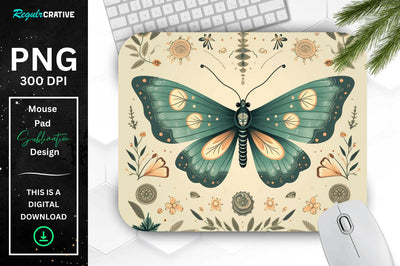 Simple Vintage Mystical Moth mouse pad Sublimation Regulrcrative 