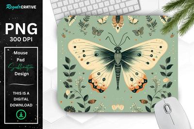 Simple Vintage Mystical Moth mouse pad Sublimation Regulrcrative 