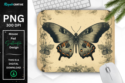 Simple Vintage Mystical Moth mouse pad Sublimation Regulrcrative 