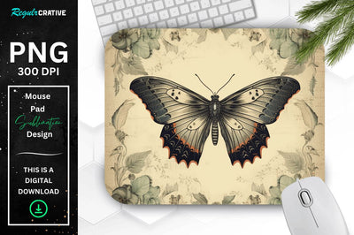 Simple Vintage Mystical Moth mouse pad Sublimation Regulrcrative 