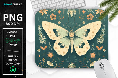 Simple Vintage Mystical Moth mouse pad Sublimation Regulrcrative 