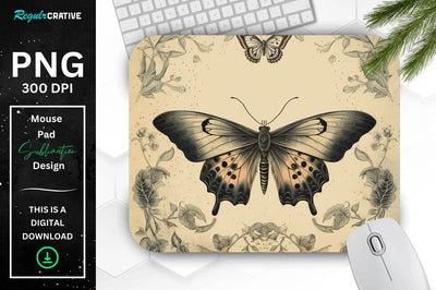 Simple Vintage Mystical Moth mouse pad Sublimation Regulrcrative 