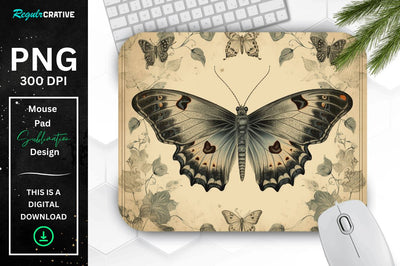 Simple Vintage Mystical Moth mouse pad Sublimation Regulrcrative 