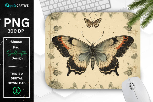 Simple Vintage Mystical Moth mouse pad Sublimation Regulrcrative 