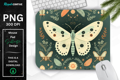 Simple Vintage Mystical Moth mouse pad Sublimation Regulrcrative 