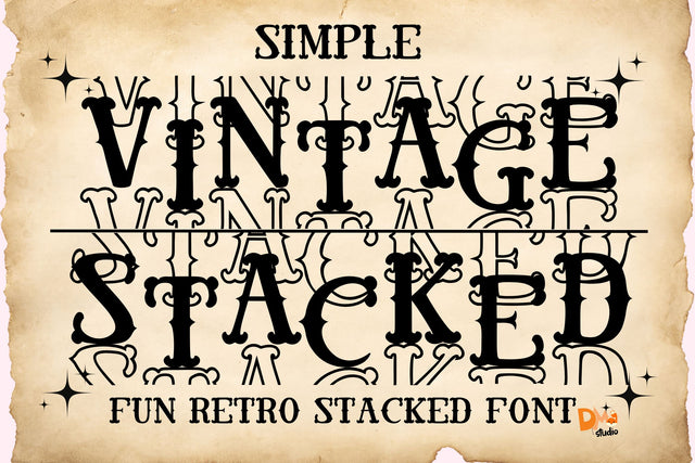 Simple Vintage Stacked Font Dm Letter Studio 