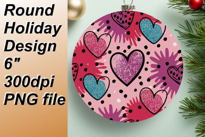Simplify your sublimation with this round keychain PNG design., Heart Sublimation HoodArtCraft 