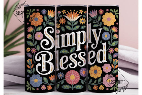 Simply Blessed 20oz Tumbler Wrap Sublimation sassyprint 