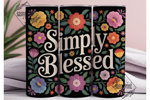 Simply Blessed 20oz Tumbler Wrap Sublimation sassyprint 
