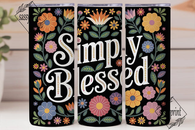 Simply Blessed 20oz Tumbler Wrap Sublimation sassyprint 