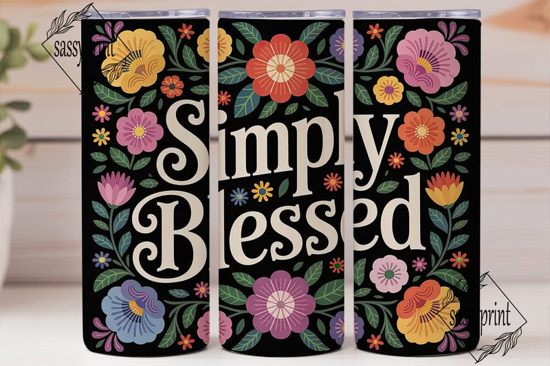 Simply Blessed 20oz Tumbler Wrap Sublimation sassyprint 