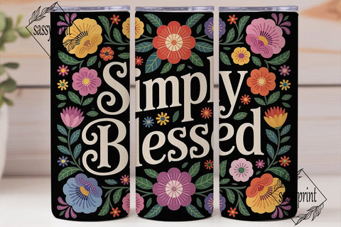 Simply Blessed 20oz Tumbler Wrap Sublimation sassyprint 