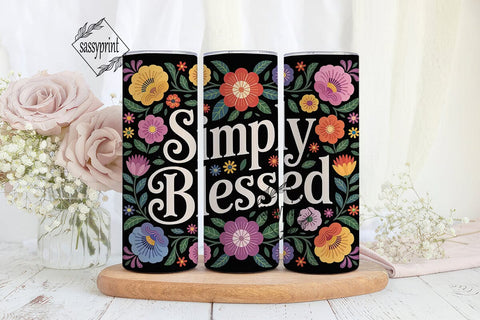 Simply Blessed 20oz Tumbler Wrap Sublimation sassyprint 