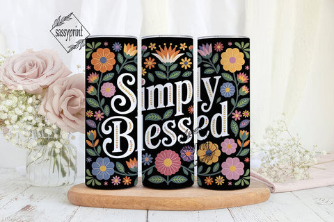 Simply Blessed 20oz Tumbler Wrap Sublimation sassyprint 