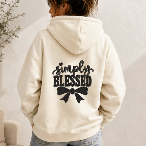 Simply Blessed Embroidery Design – Blessed Quote Bow Heart Machine Embroidery File, Faith Inspirational Christian Embroidery Design Embroidery/Applique DESIGNS PatternFeed8 
