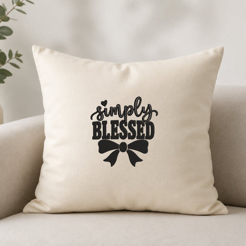 Simply Blessed Embroidery Design – Blessed Quote Bow Heart Machine Embroidery File, Faith Inspirational Christian Embroidery Design Embroidery/Applique DESIGNS PatternFeed8 