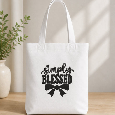 Simply Blessed Embroidery Design – Blessed Quote Bow Heart Machine Embroidery File, Faith Inspirational Christian Embroidery Design Embroidery/Applique DESIGNS PatternFeed8 