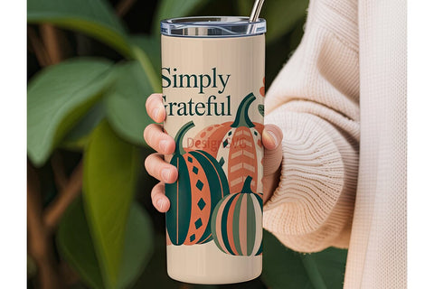 Simply Grateful Fall 20oz Tumbler Wrap Sublimation DesignSVG 