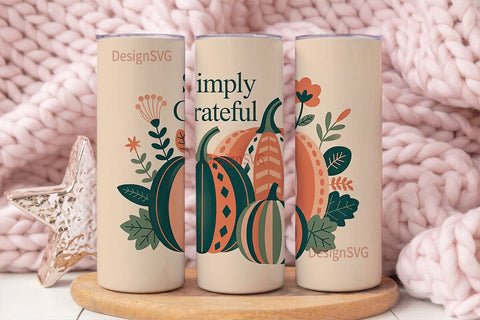 Simply Grateful Fall 20oz Tumbler Wrap Sublimation DesignSVG 