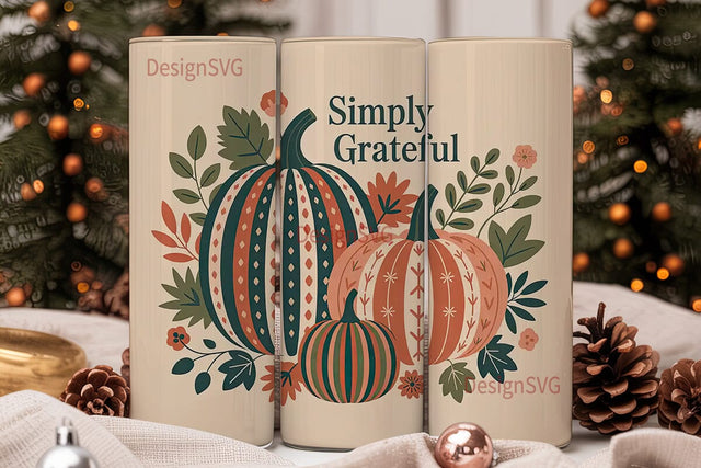 Simply Grateful Fall 20oz Tumbler Wrap Sublimation DesignSVG 