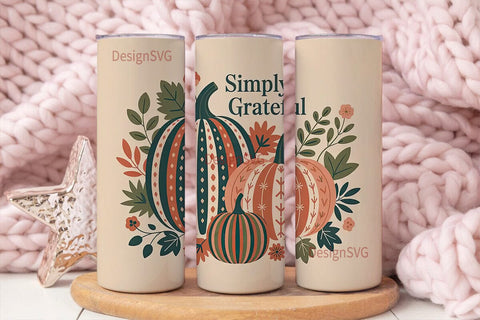 Simply Grateful Fall 20oz Tumbler Wrap Sublimation DesignSVG 